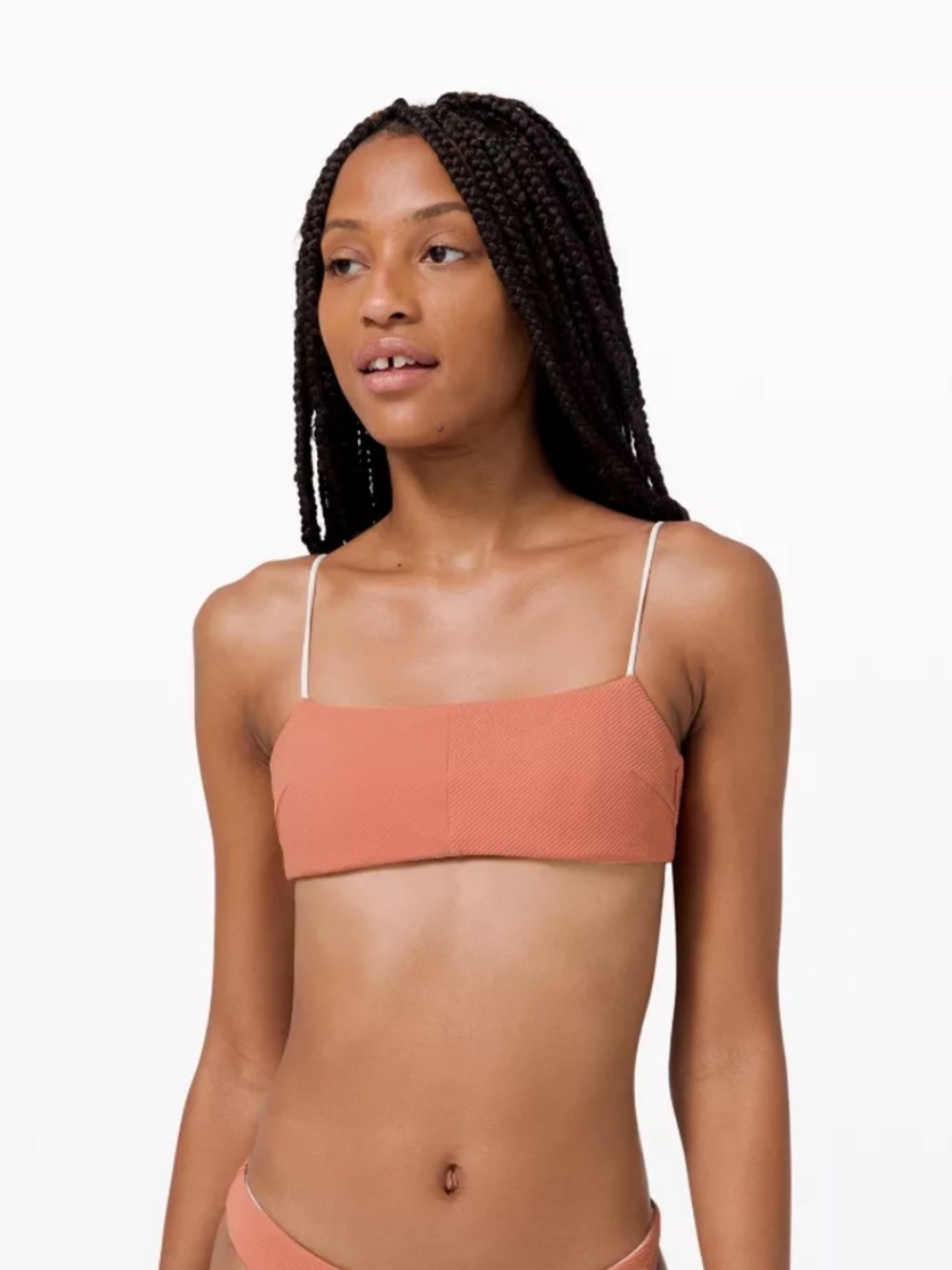 Women’s Lululemon Pool Play Bikini Top in Rustic Coral/White